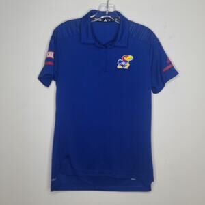 Adidas Kansas KU Jayhawks blue short sleeve polo shirt - medium